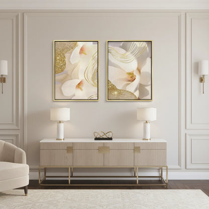 Luxury Gold Foil Floral Set of 2 - Canvas