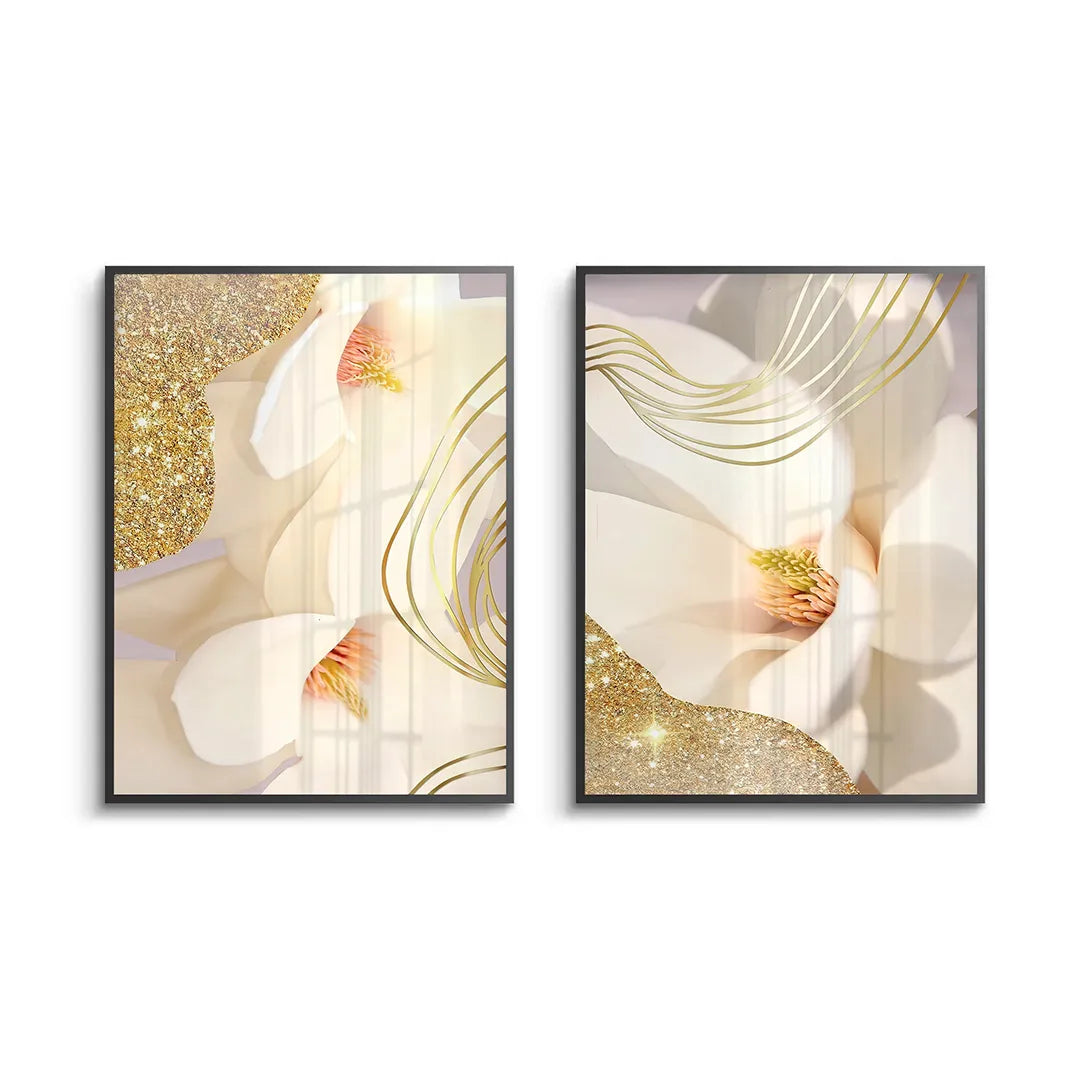 2Luxury Gold Foil Floral Set of 2 - Fine Art