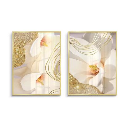 Luxury Gold Foil Floral Set of 2 - Fine Art
