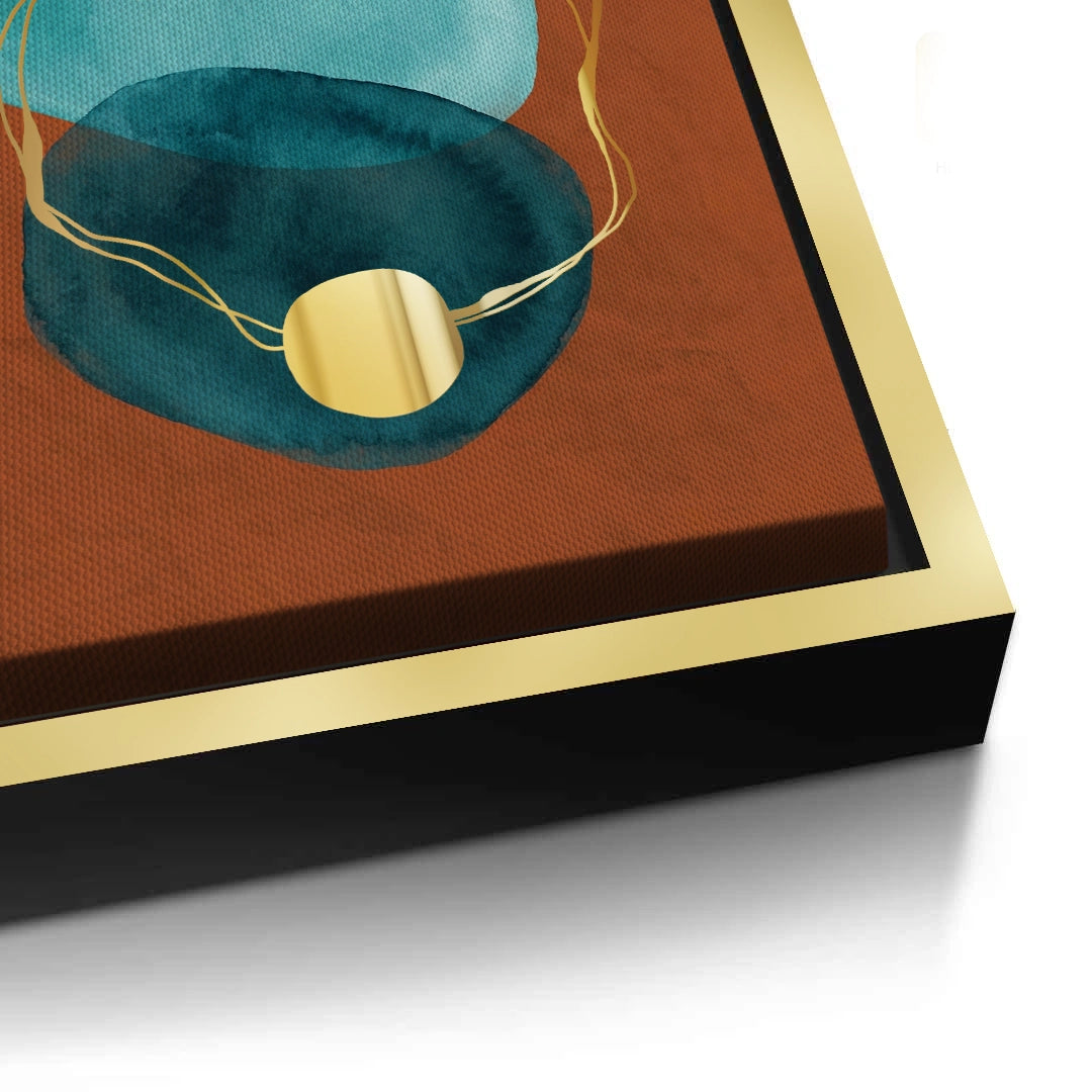 2Luxury Gold Foil & Teal Abstract - Canvas