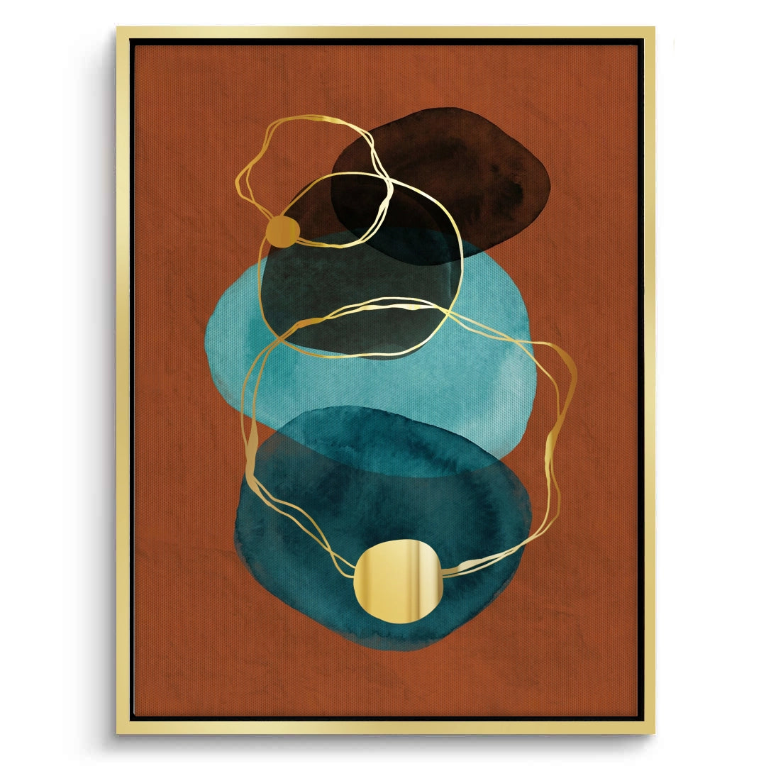 2Luxury Gold Foil & Teal Abstract - Canvas