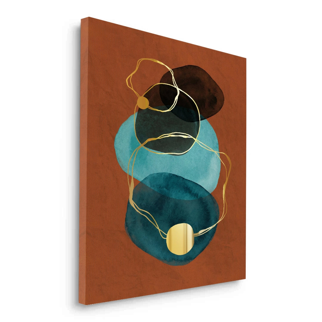 2Luxury Gold Foil & Teal Abstract - Canvas