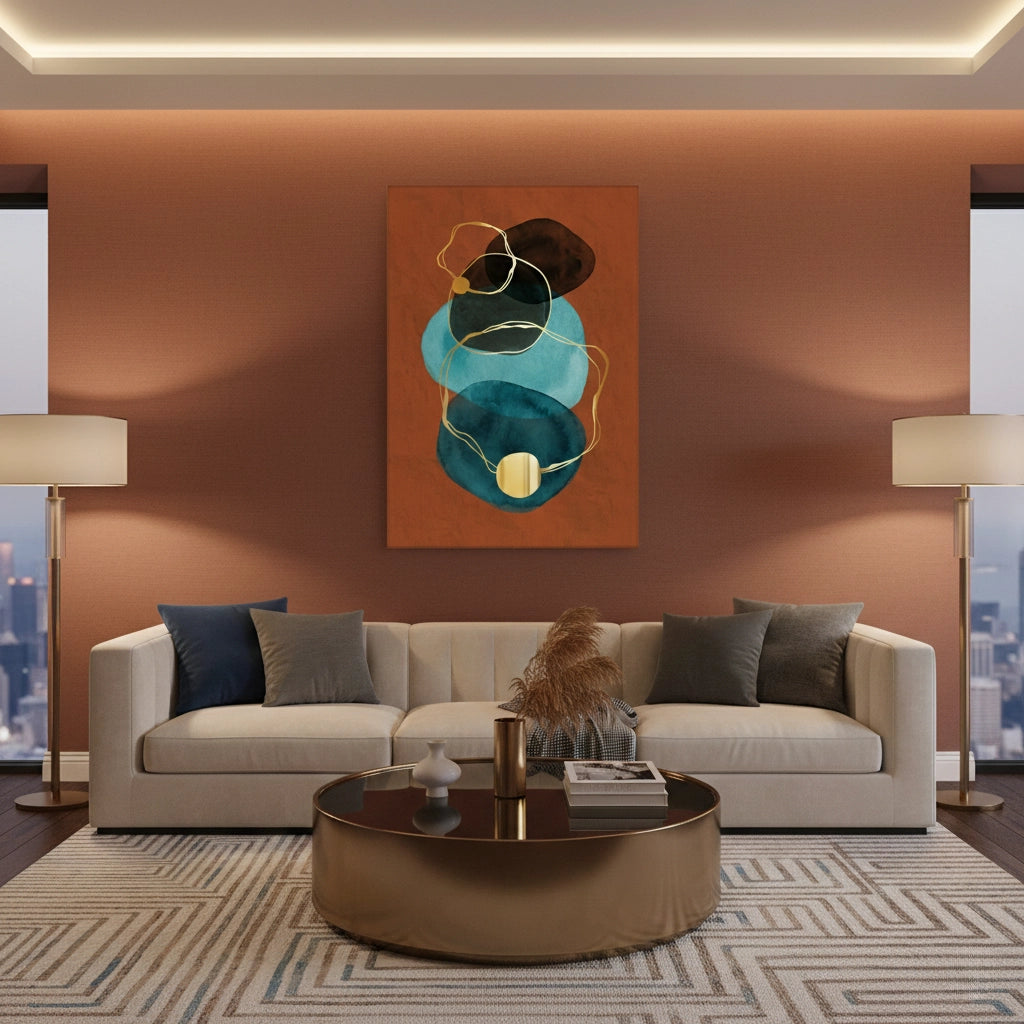 Luxury Gold Foil & Teal Abstract - Canvas