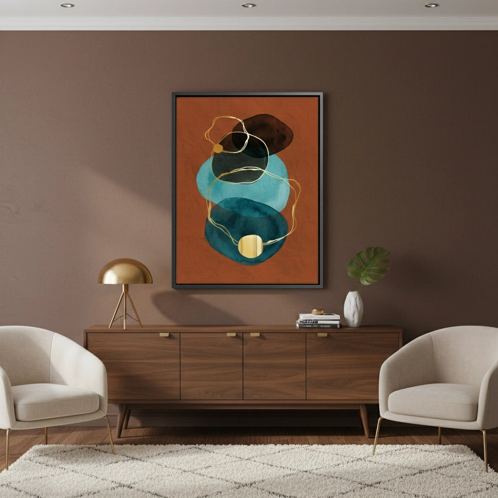 Luxury Gold Foil & Teal Abstract - Canvas