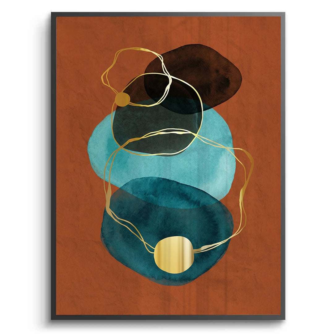 2Luxury Gold Foil & Teal Abstract - Fine Art