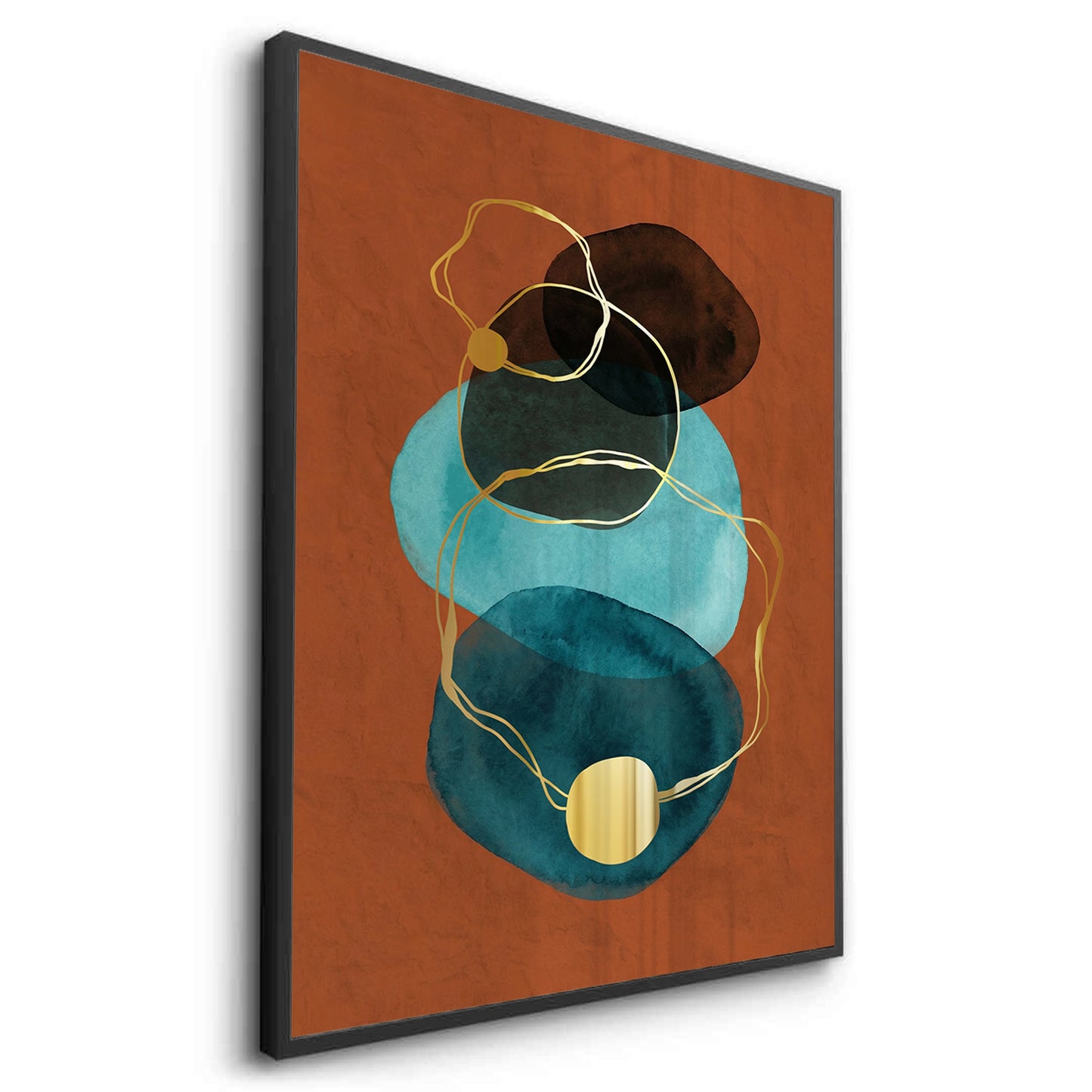 2Luxury Gold Foil & Teal Abstract - Fine Art