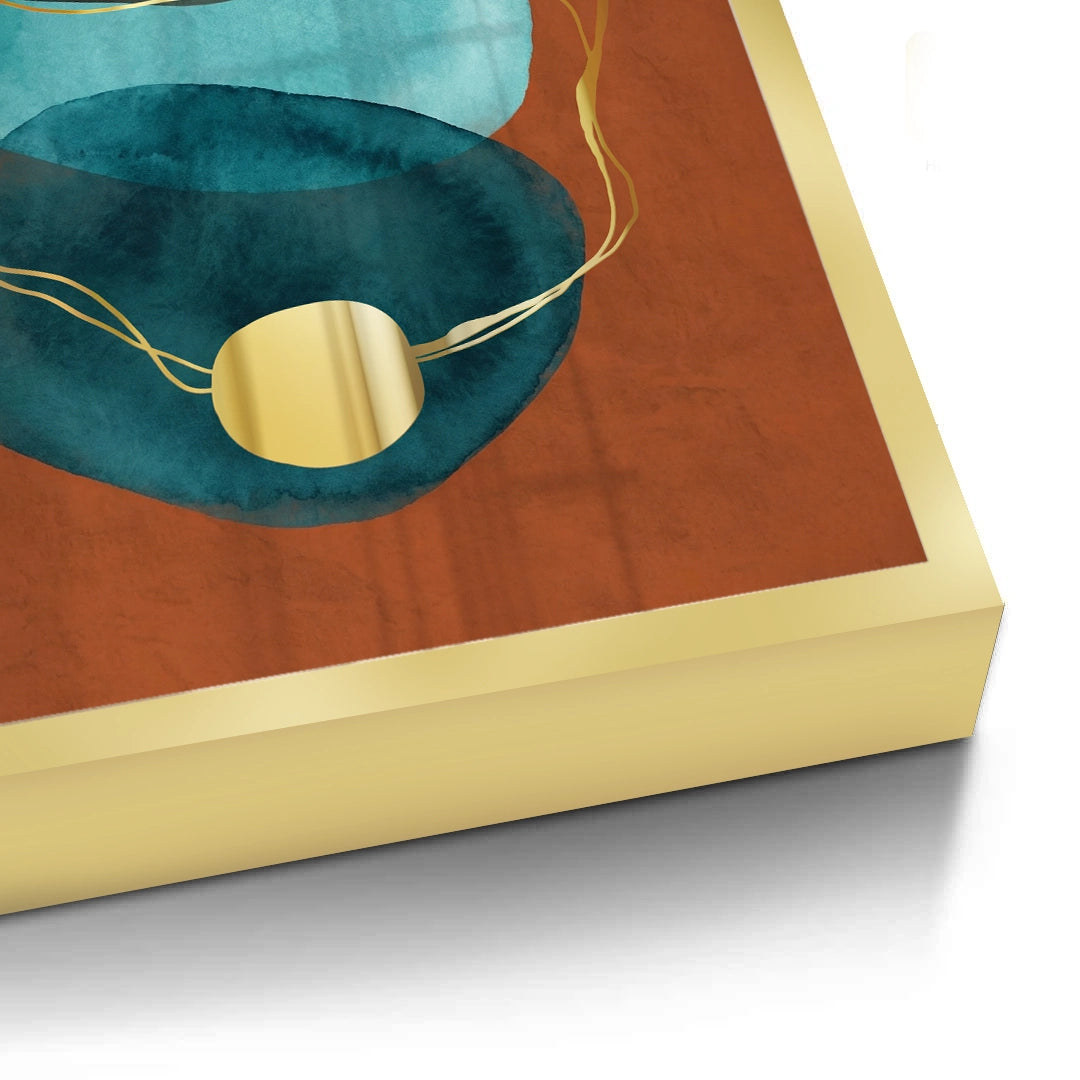2Luxury Gold Foil & Teal Abstract - Fine Art
