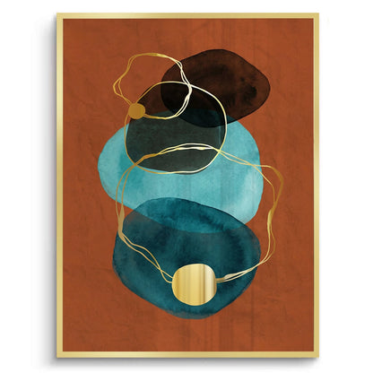 Luxury Gold Foil & Teal Abstract - Fine Art