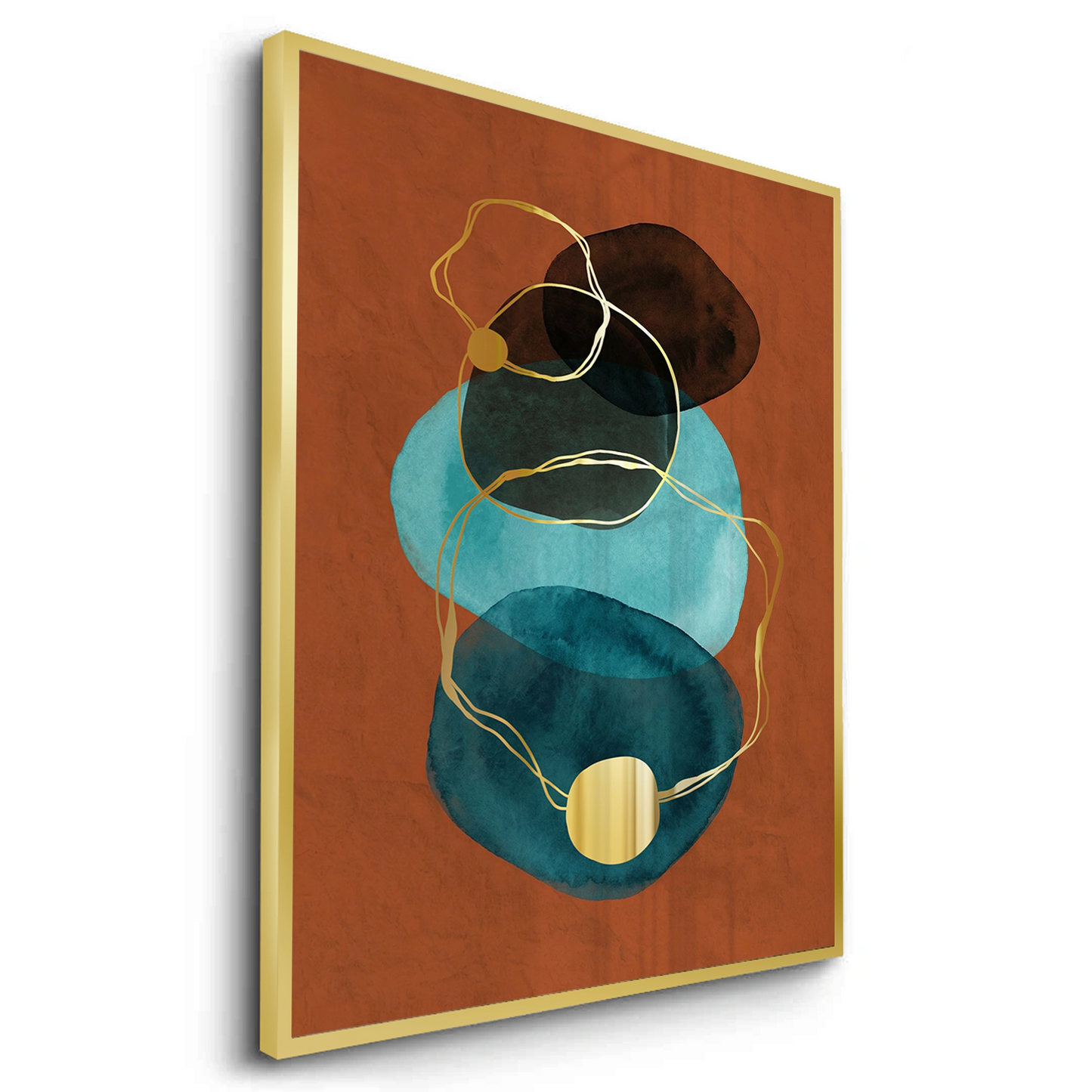 2Luxury Gold Foil & Teal Abstract - Fine Art
