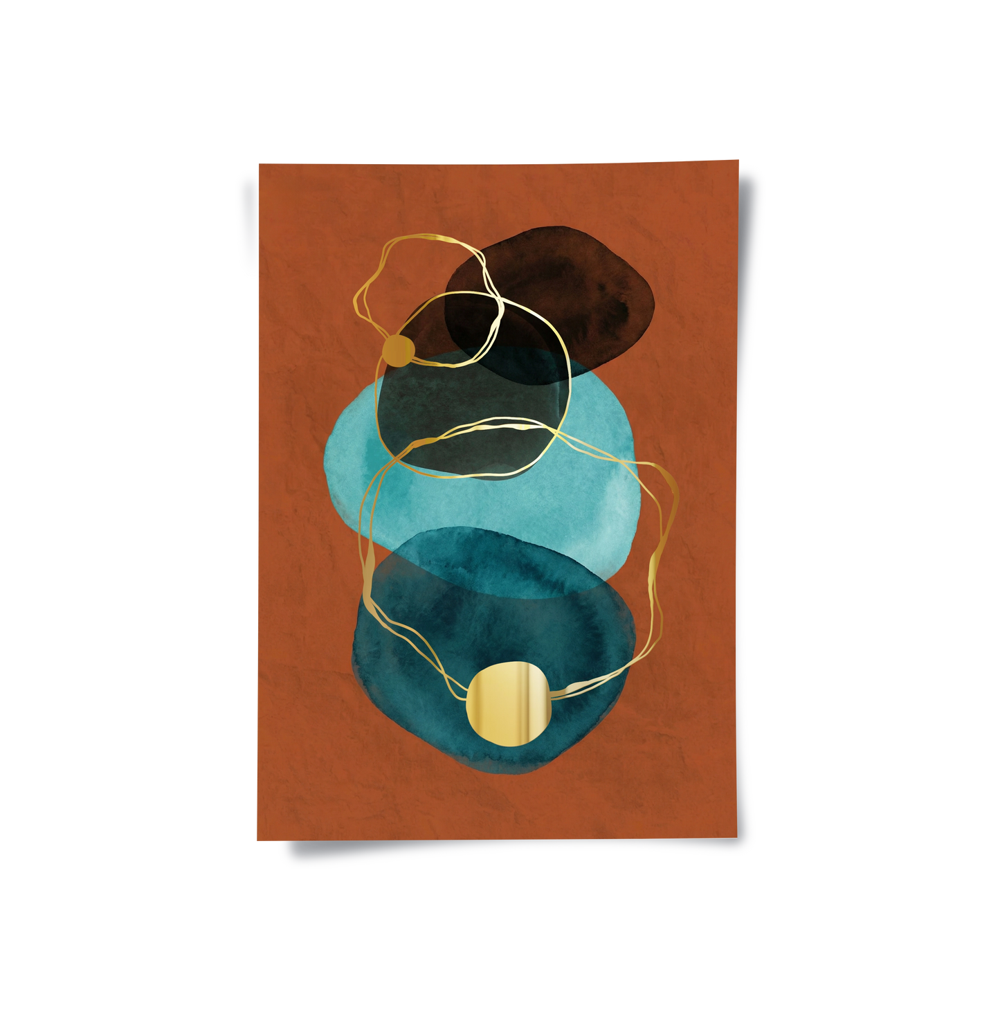 2Luxury Gold Foil & Teal Abstract - Poster