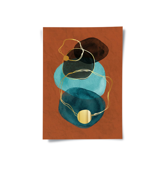 Luxury Gold Foil & Teal Abstract - Poster