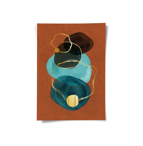 Luxury Gold Foil & Teal Abstract - Poster