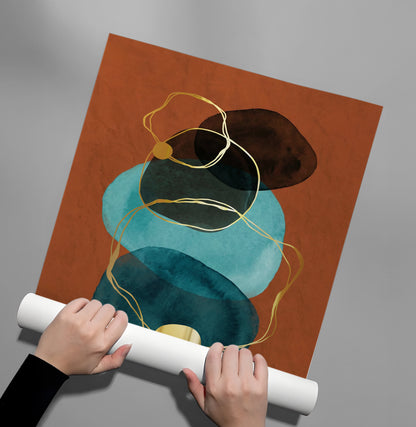 Luxury Gold Foil & Teal Abstract - Poster