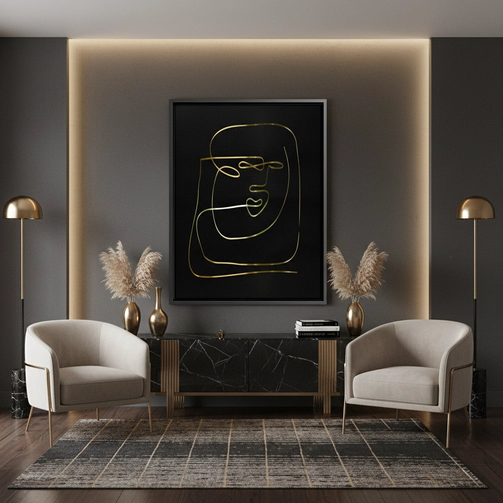 2Luxury Minimalist Gold Line - Canvas