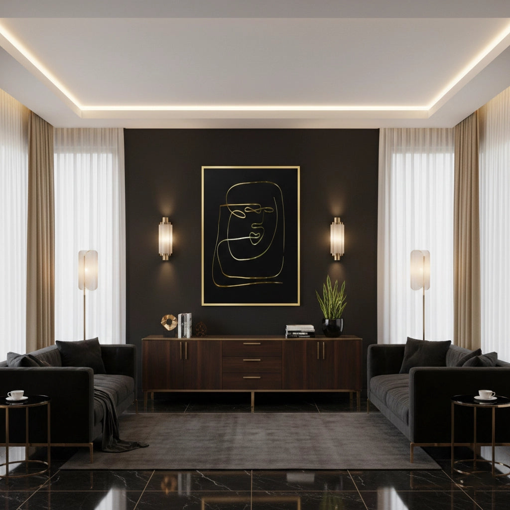 2Luxury Minimalist Gold Line - Fine Art