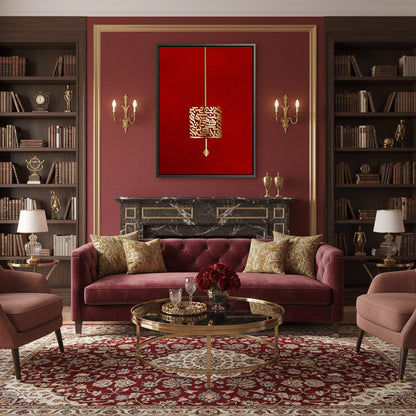 Majestic Crimson Arabic Script - Canvas
