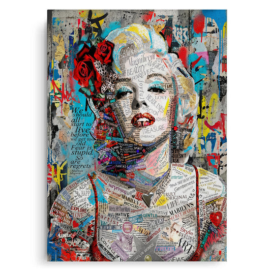 Marilyn Monroe Typography Street Art  - Canvas