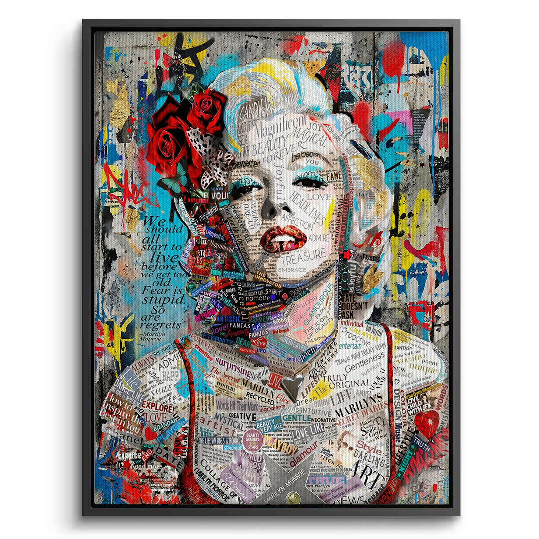 2Marilyn Monroe Typography Street Art  - Canvas