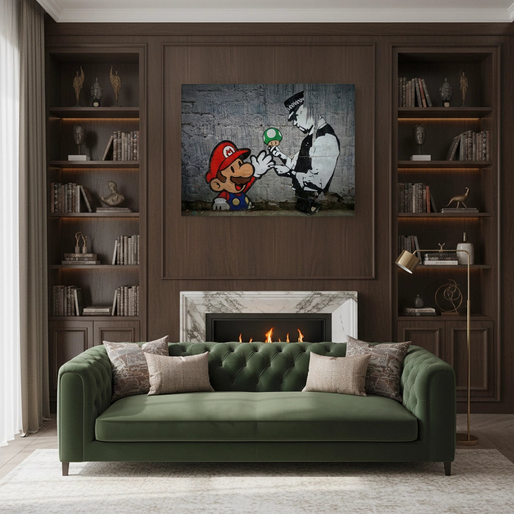 Mario Pollce Mario & Police Officer - Canvas - Jasmineart.ae