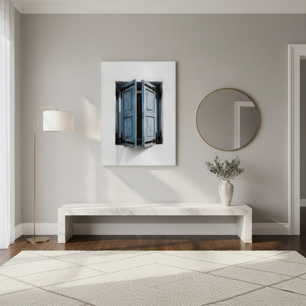 Mediterranean Blue Window - Canvas
