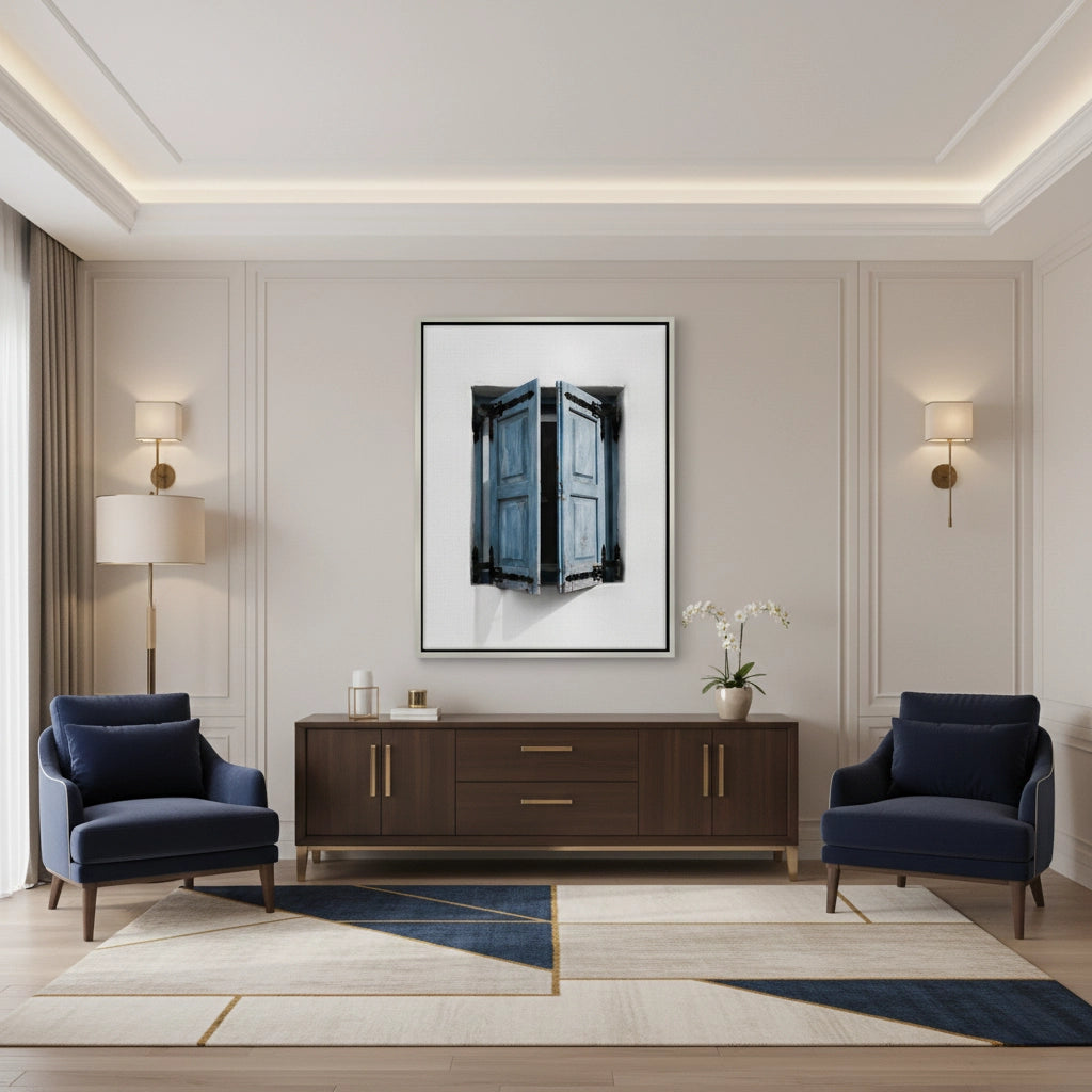 2Mediterranean Blue Window - Canvas