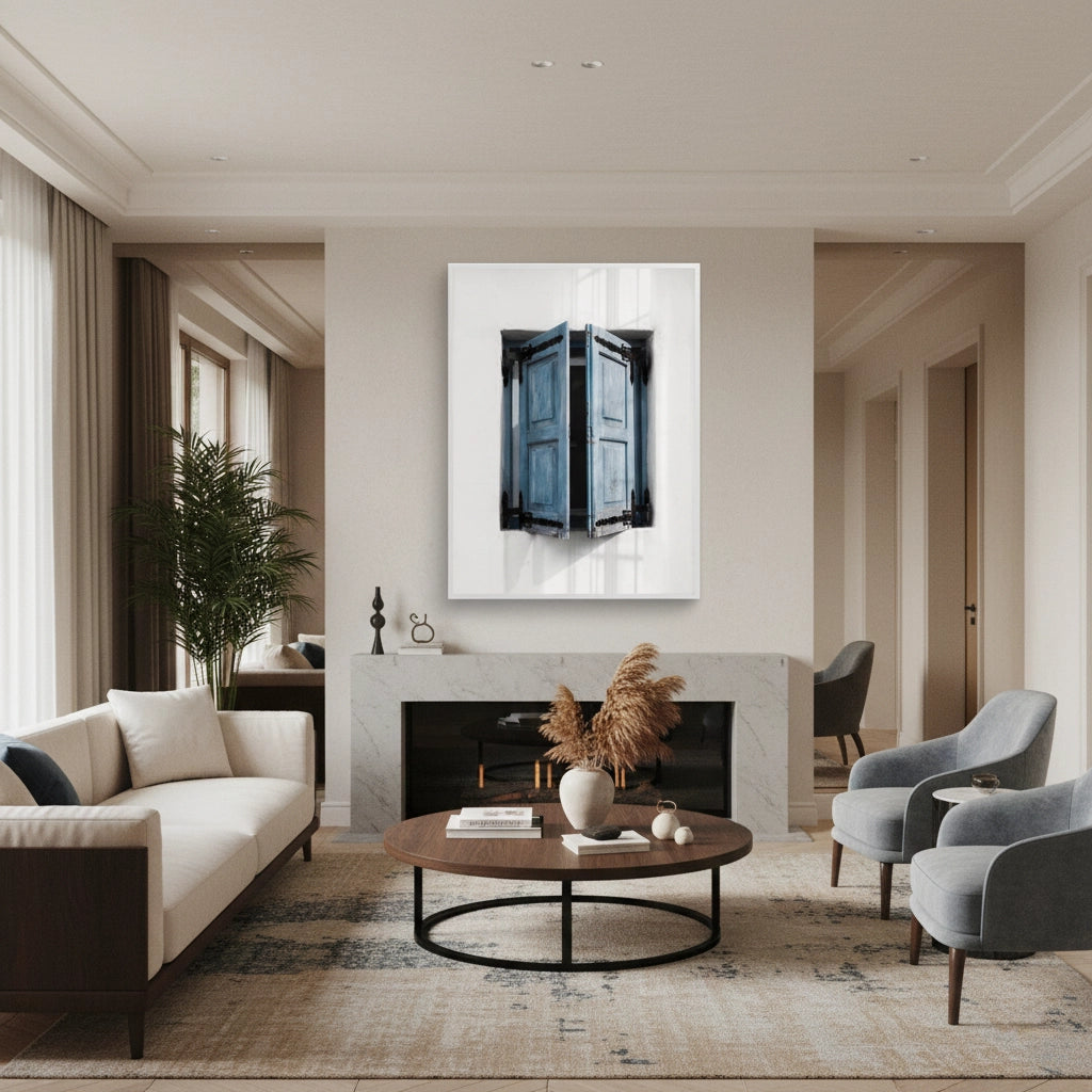 Mediterranean Blue Window - Fine Art