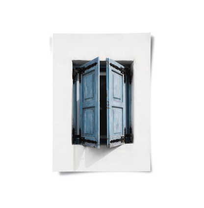 Mediterranean Blue Window - Poster