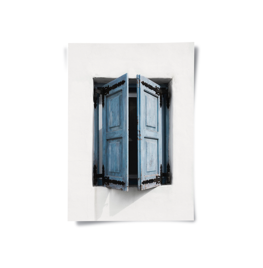 Mediterranean Blue Window - Poster