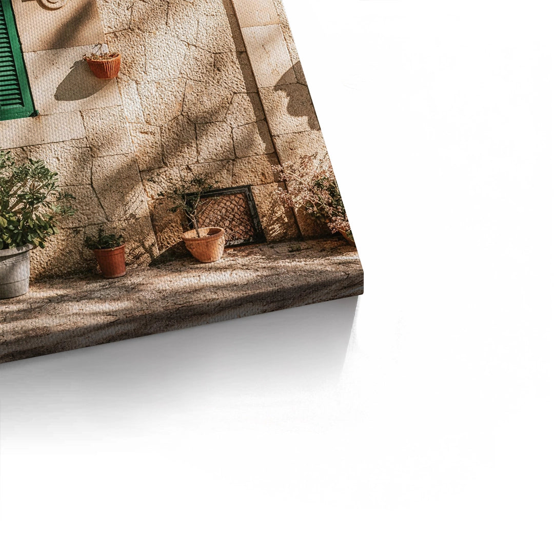 2Mediterranean Green Shutters - Canvas