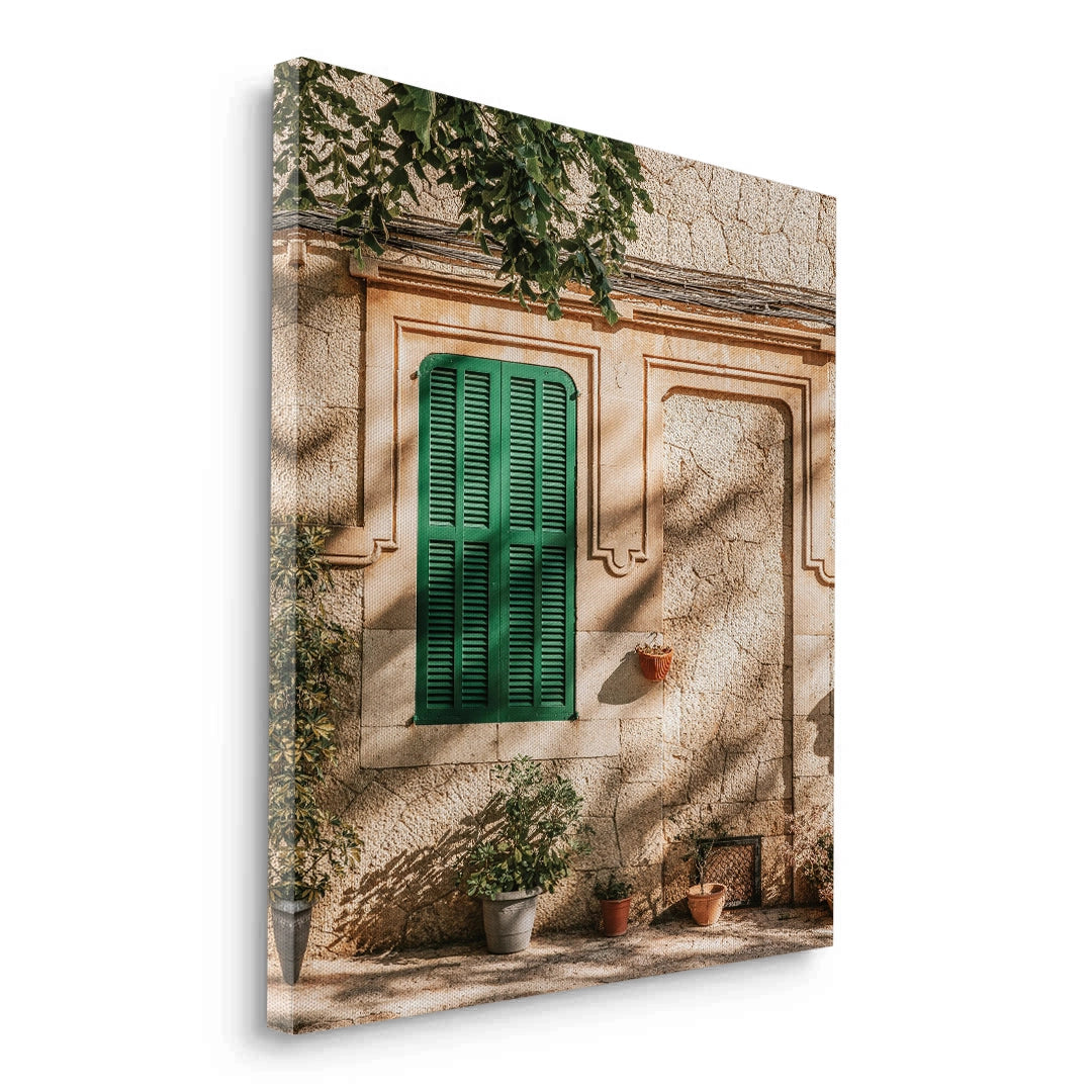 2Mediterranean Green Shutters - Canvas