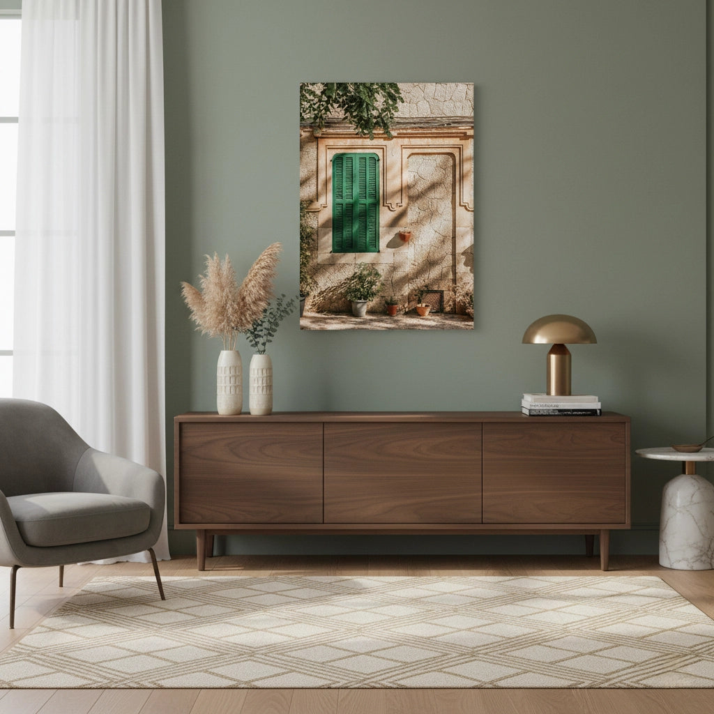 2Mediterranean Green Shutters - Canvas