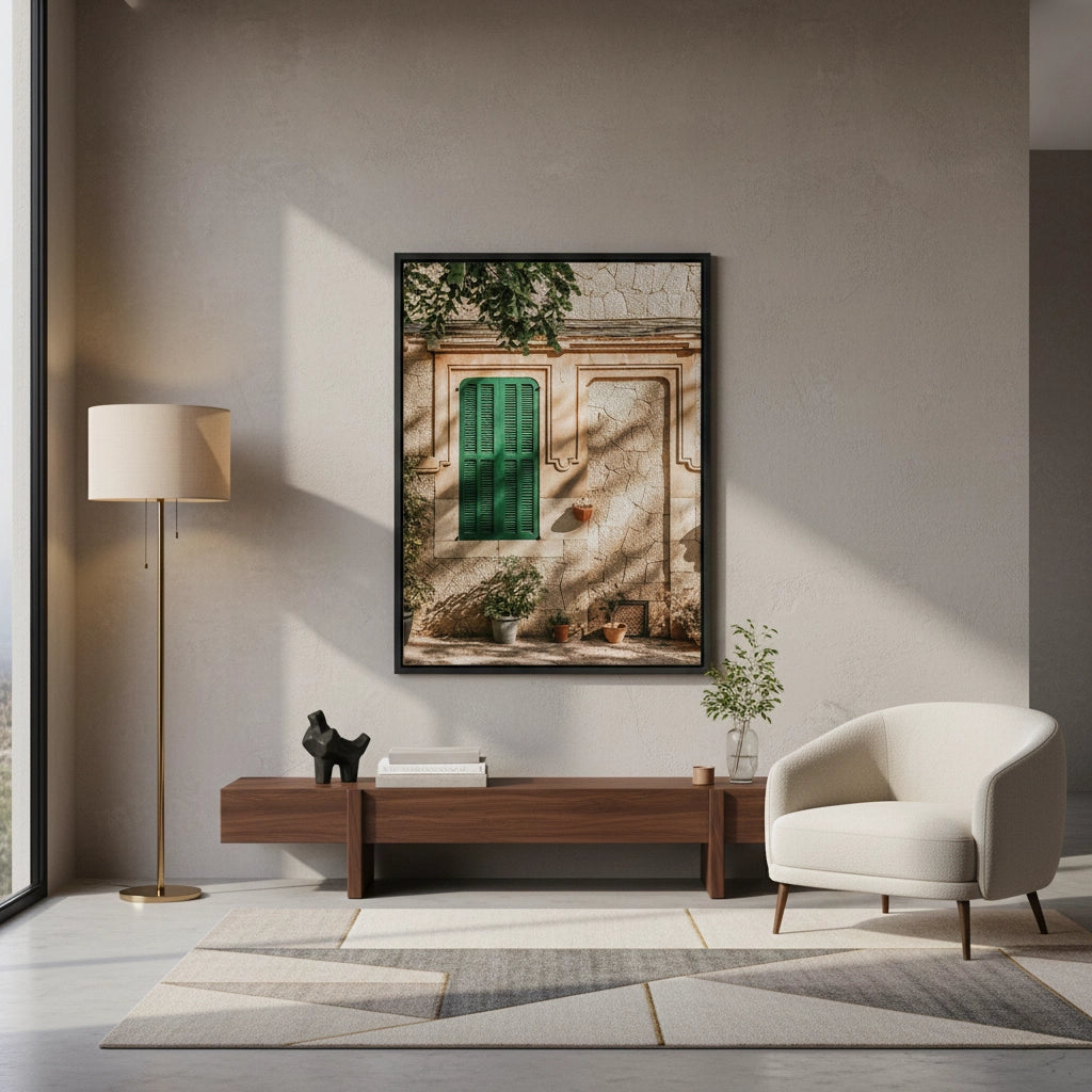 2Mediterranean Green Shutters - Canvas