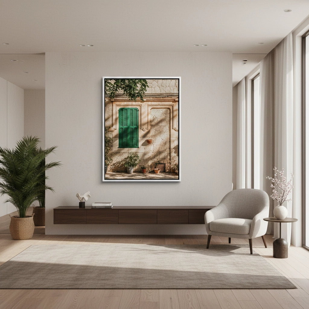 2Mediterranean Green Shutters - Canvas