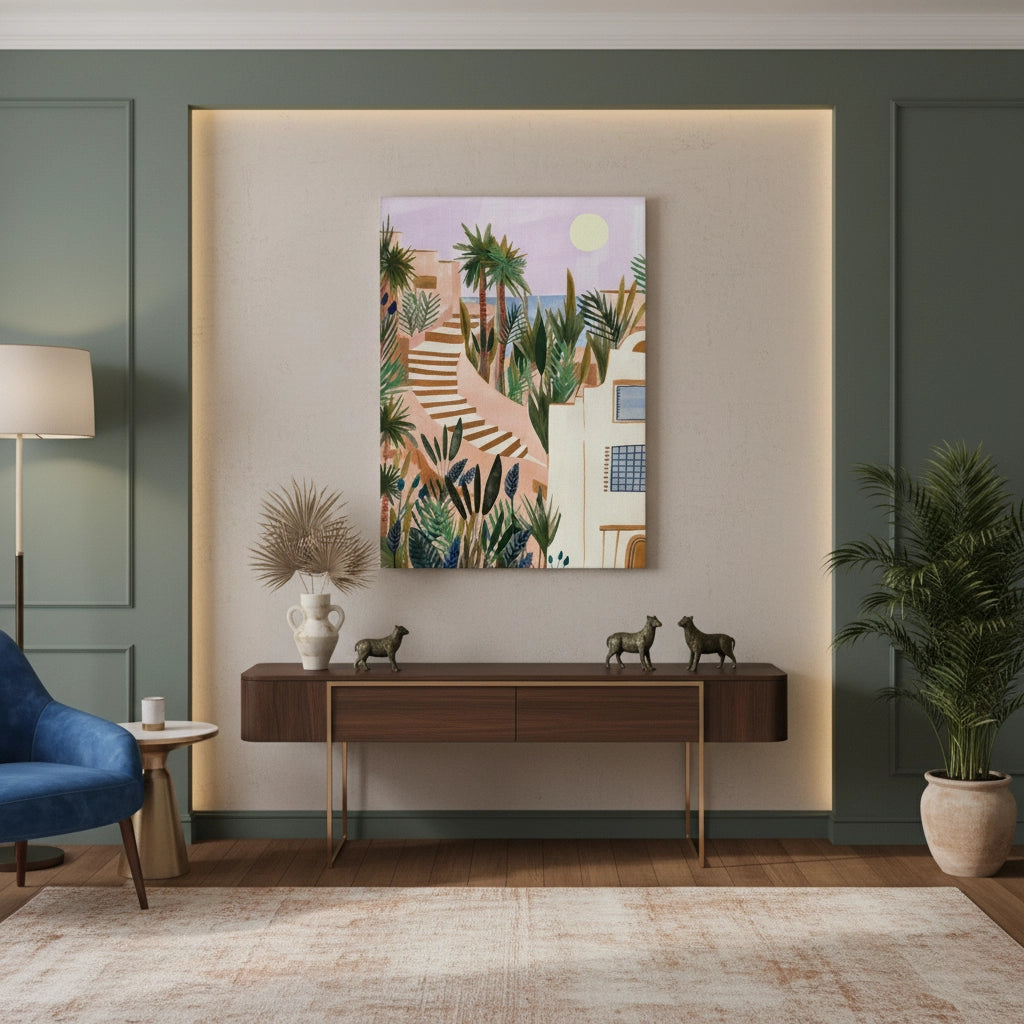 Mediterranean Terracotta Steps - Canvas - Jasmineart.ae