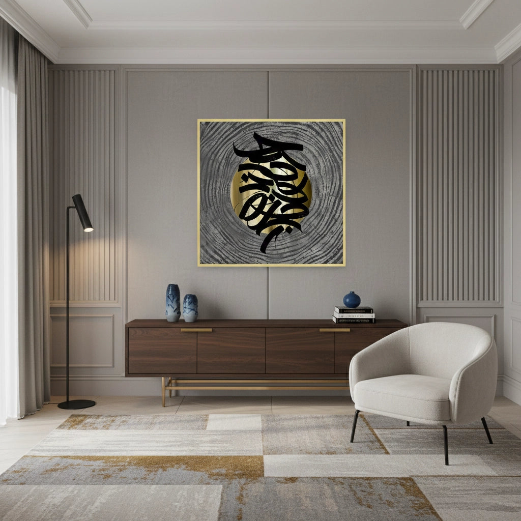 2Metallic Script Flow - Fine Art