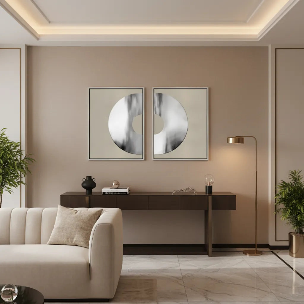 Metallic Split Circle Set of 2 - Canvas - Jasmineart.ae