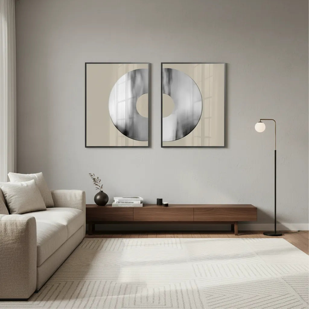 Metallic Split Circle Set of 2 - Fine Art - Jasmineart.ae