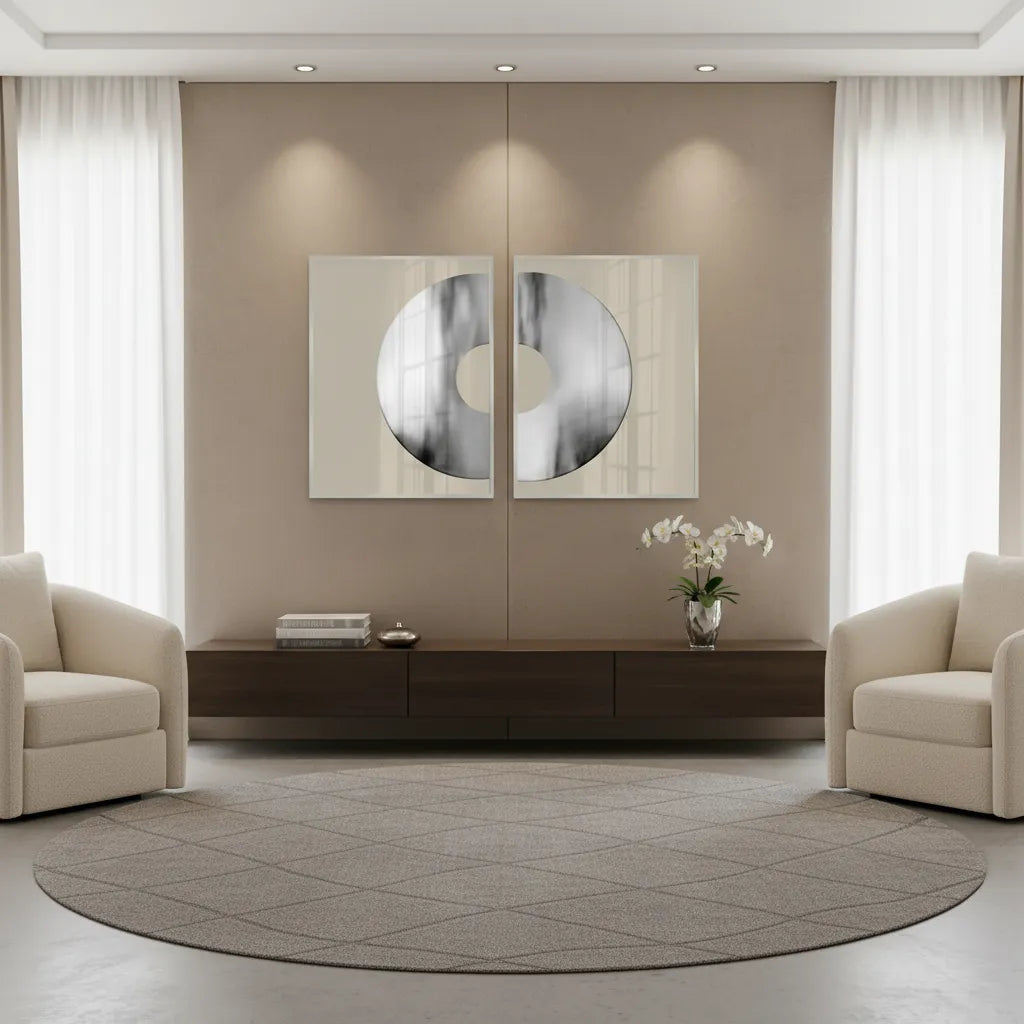 Metallic Split Circle Set of 2 - Fine Art - Jasmineart.ae