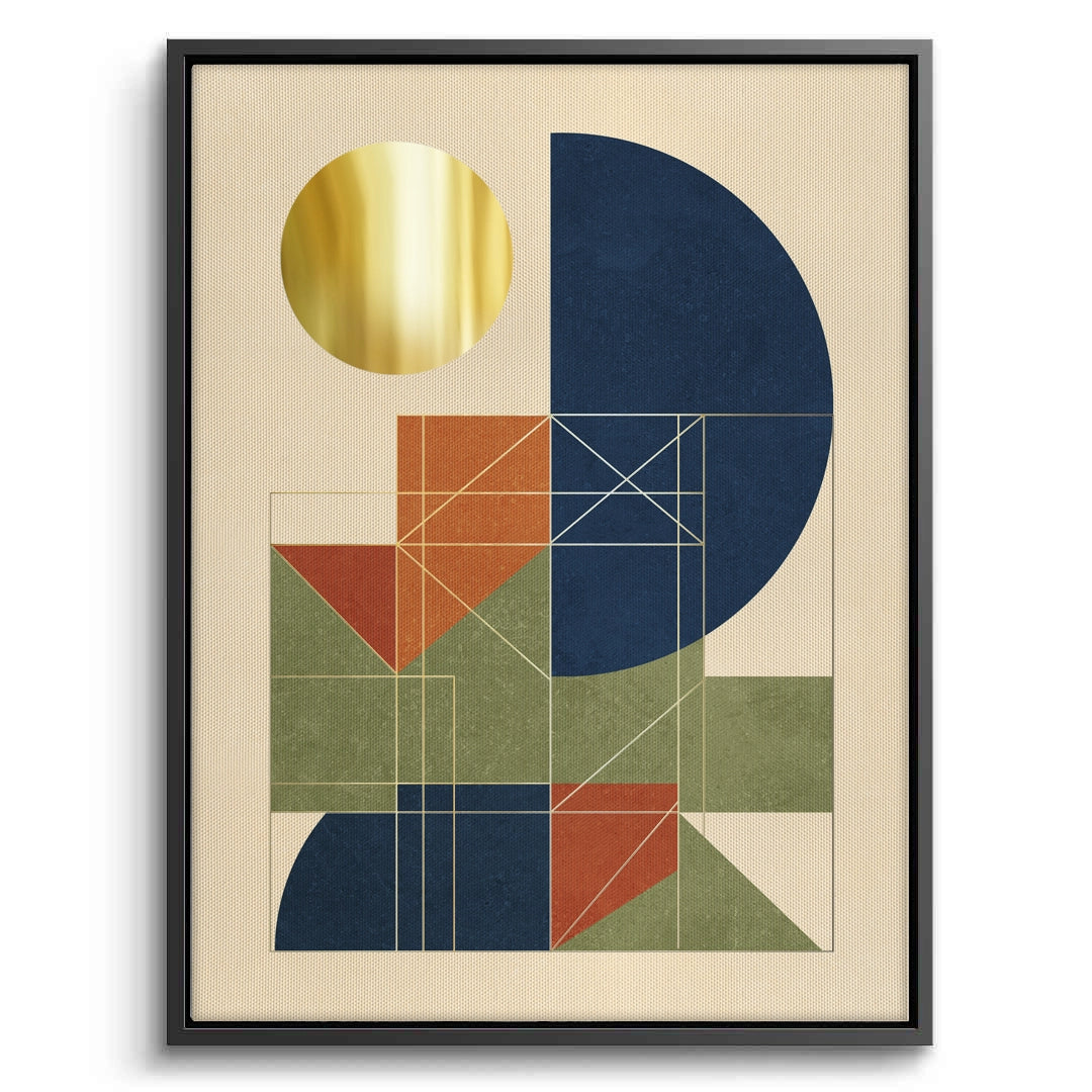 2Mid-Century Modern Gold Sun - Canvas