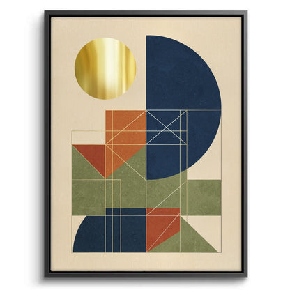 Mid-Century Modern Gold Sun - Canvas