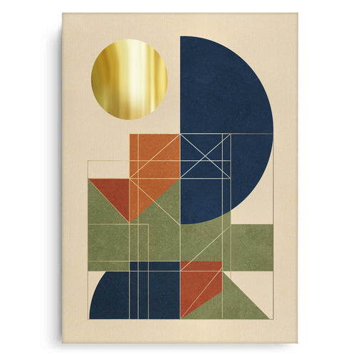Mid-Century Modern Gold Sun - Canvas