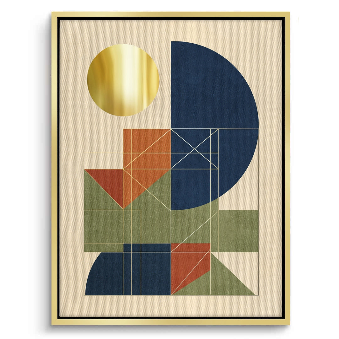 2Mid-Century Modern Gold Sun - Canvas
