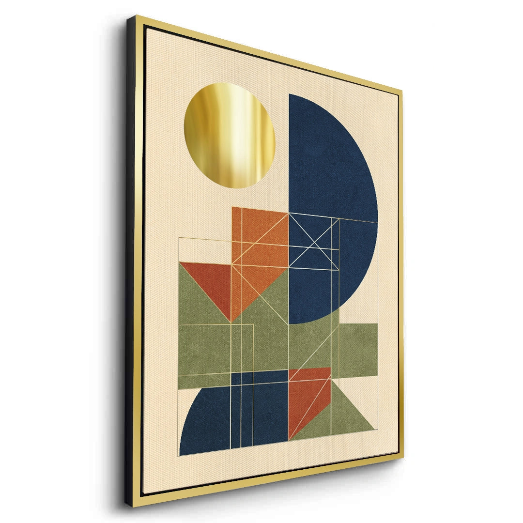 2Mid-Century Modern Gold Sun - Canvas
