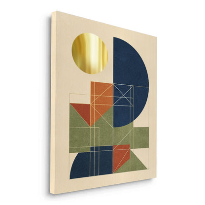 Mid-Century Modern Gold Sun - Canvas