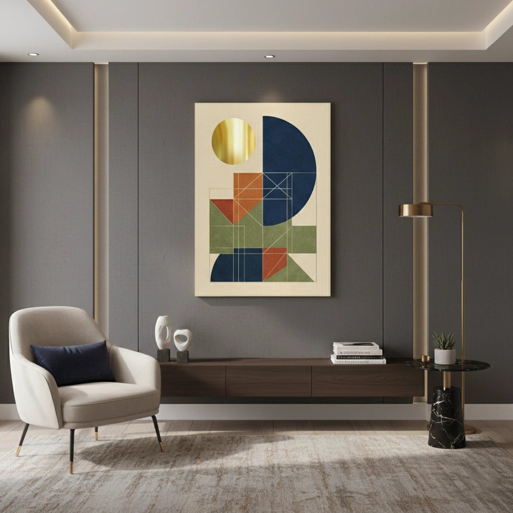 2Mid-Century Modern Gold Sun - Canvas