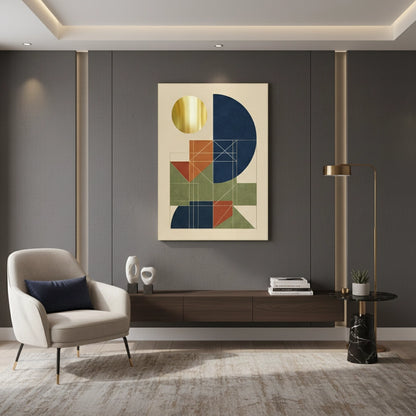 Mid-Century Modern Gold Sun - Canvas