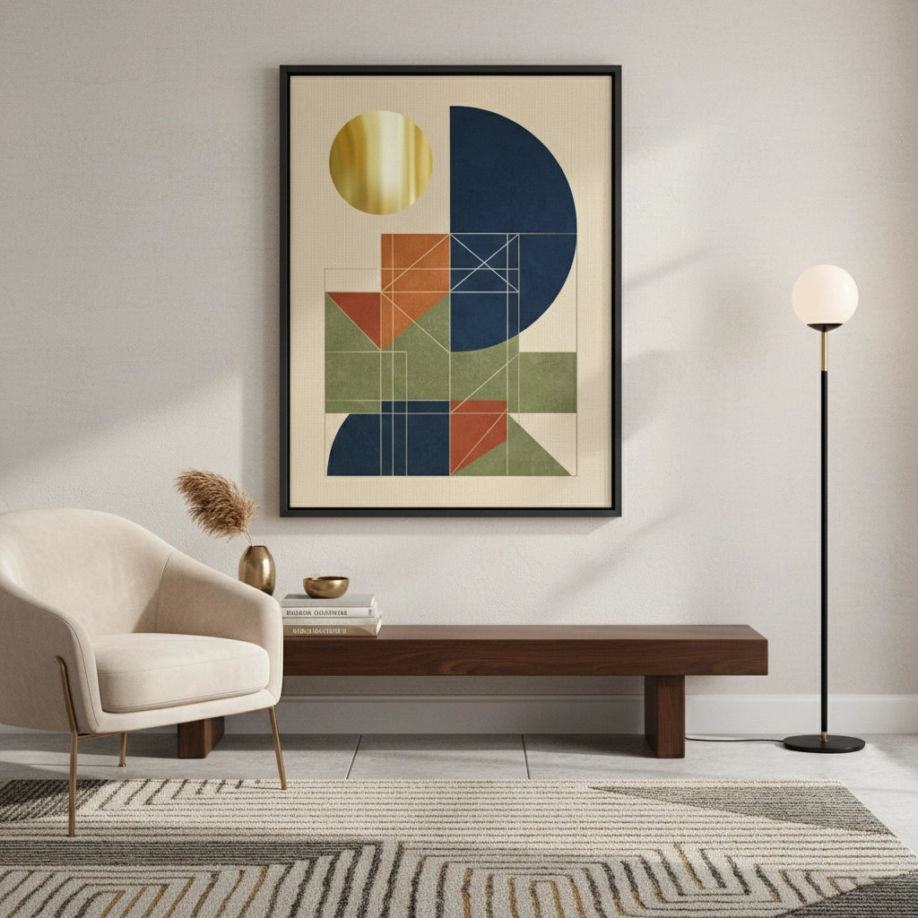 2Mid-Century Modern Gold Sun - Canvas