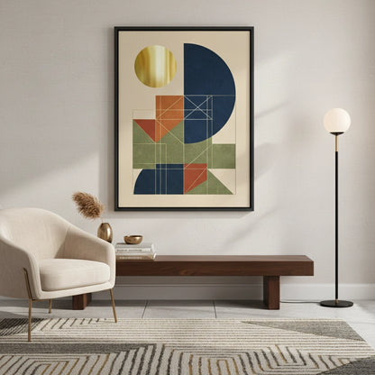 Mid-Century Modern Gold Sun - Canvas