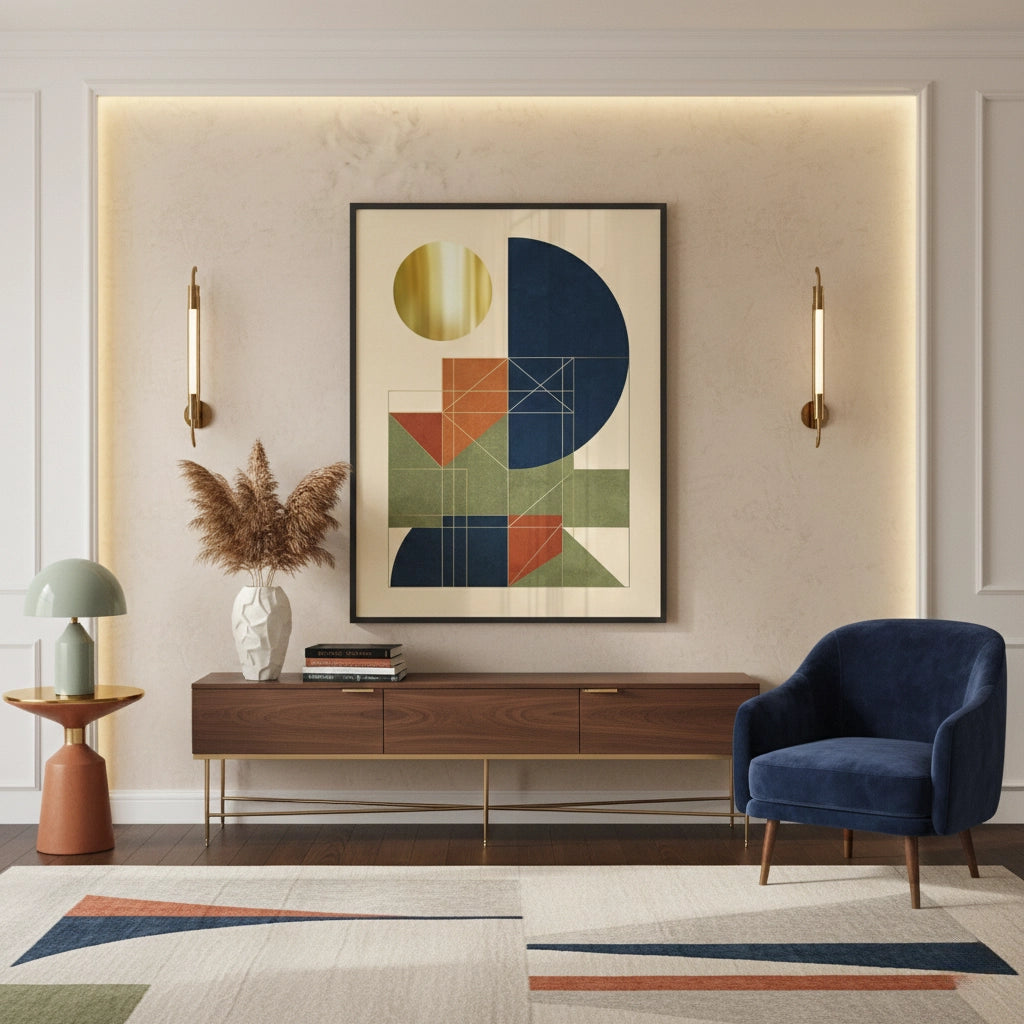 Mid-Century Modern Gold Sun - Fine Art
