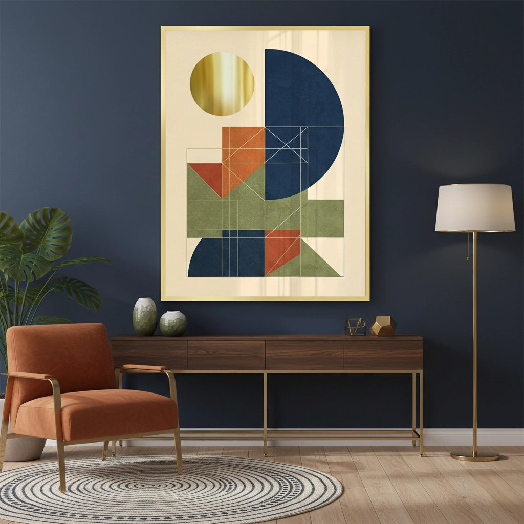 2Mid-Century Modern Gold Sun - Fine Art